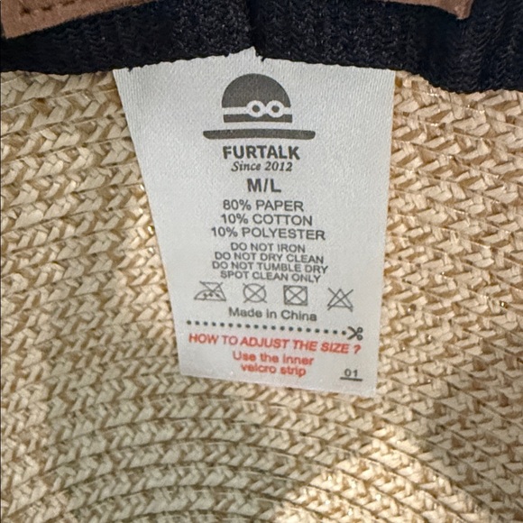 Furtalk tan straw hat with brown leather strap - Picture 9 of 12